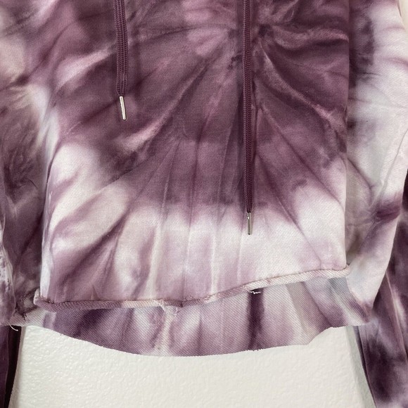 Rue 21 Cropped Tie Dye Jodie Hooded Sweatshirt Purple White Medium - Picture 3 of 13